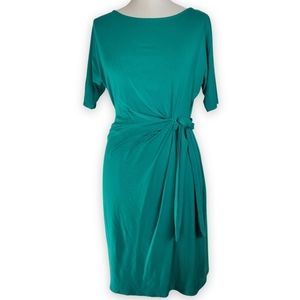 Ann Taylor Green Teal Mock Wrap Dress Small Petite